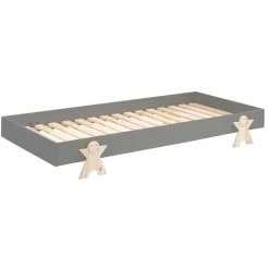 Kinderbett Modulo Smiley 90x200 stapelbar 2er Set - anthrazit/Kieferholz