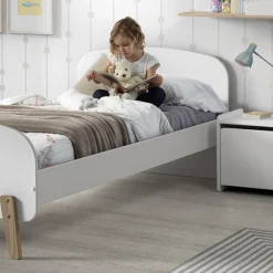 Kinderbett 90x200 cm mit Lattenrost und Nachttisch Kiddy-weiß
