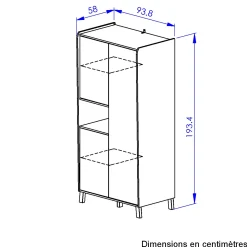 Kindergarderobe Aaron | 94 x 58 x 194 cm | Weiß