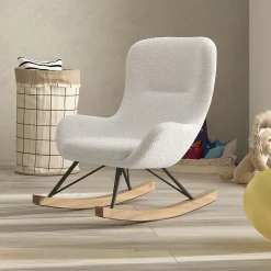 Kinderschaukelstuhl Rocky - 66x56x69 cm - Bouclé/weiß
