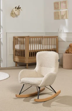 Kinderschaukelstuhl Rocky - 66x56x69cm - beige Bouclé-Stoff