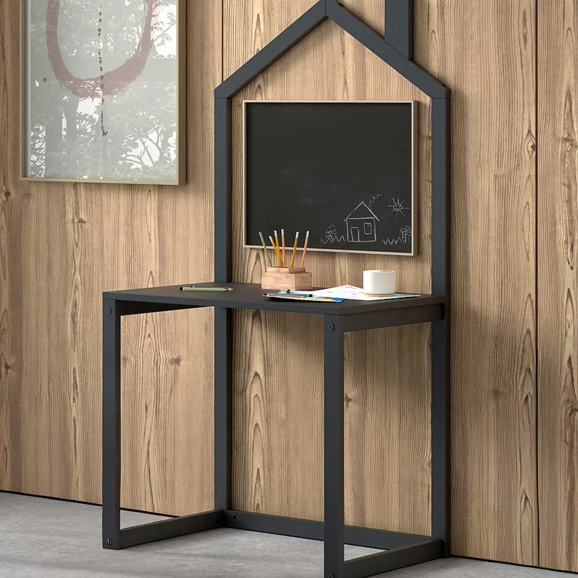 Kinderschreibtisch Dallas - 81x50x151 cm - Schwarz