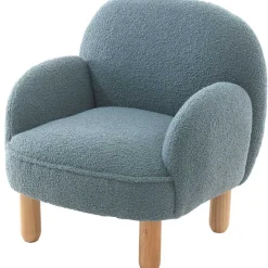 Kindersessel Rocky - 56x54x49cm - blauer Bouclé-Stoff