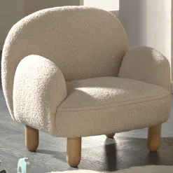 Kindersessel Rocky - 56x54x49cm - Bouclé-Stoff beige