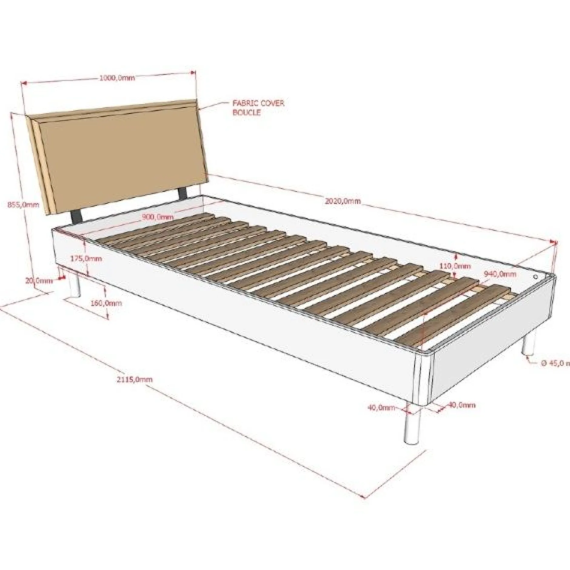 Kinderzimmer Forrest: Nachttisch, Bett 90x200 - Weißbuche