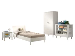 Kinderzimmer Forrest: Nachttisch, Bett 90x200, Kleiderschrank, Regal - Weißbuche