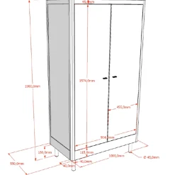 Kinderzimmer Forrest: Nachttisch, Bett 90x200, Kleiderschrank - Weißbuche