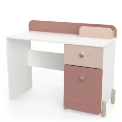 Kinderzimmer Janne: Bett 90x200cm, Nachttisch, Kommode, Kleiderschrank, Schreibtisch - rosa/weiß