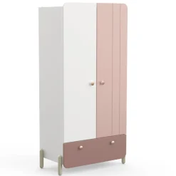 Kinderzimmer Janne: Bett 90x200cm, Nachttisch, Kommode, Kleiderschrank - rosa/weiß