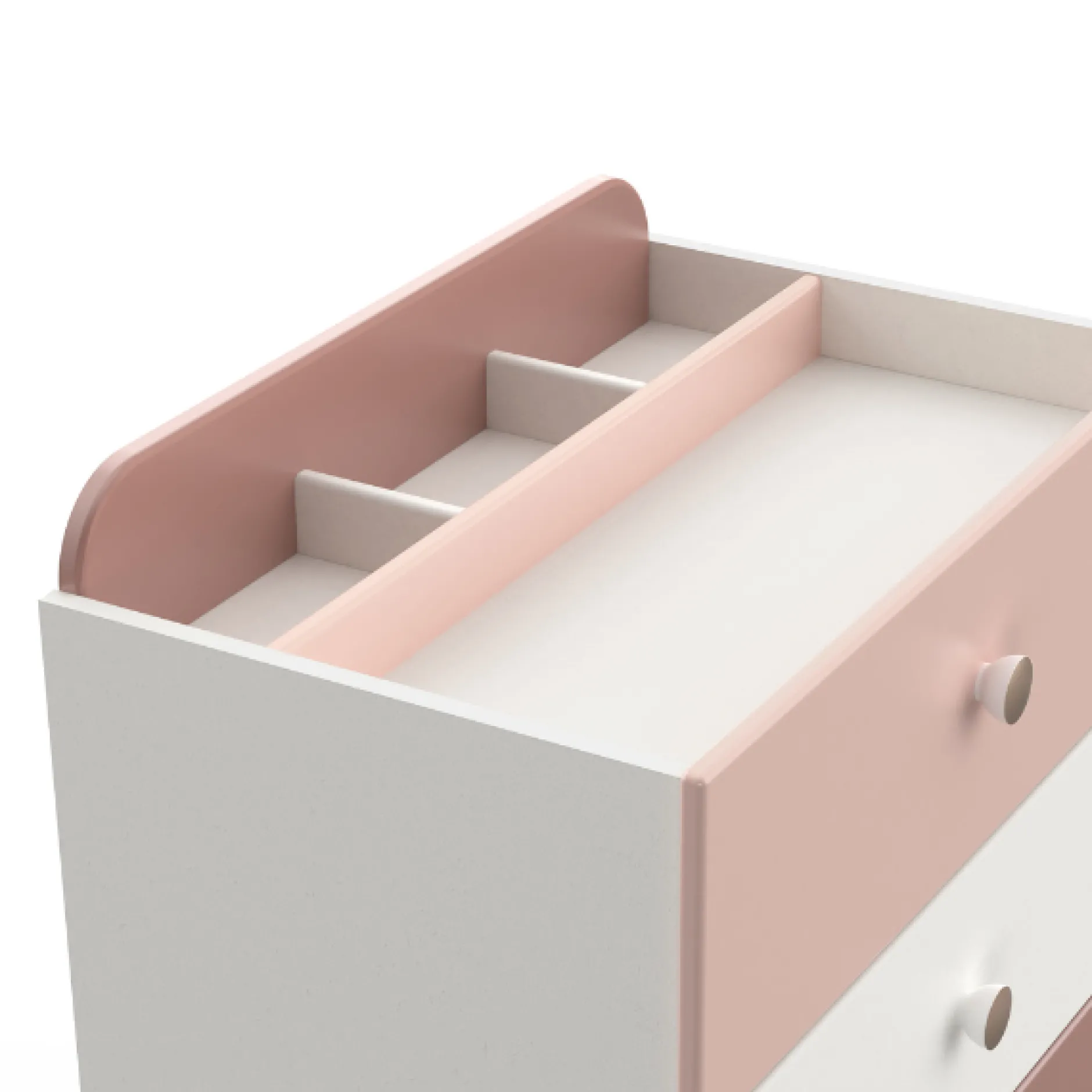 Kinderzimmer Janne: Bett 90x200cm, Nachttisch, Kommode, Kleiderschrank - rosa/weiß