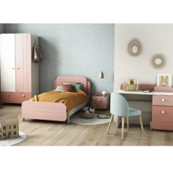 Kinderzimmer Janne: Bett 90x190cm, Nachttisch, Kleiderschrank, Schreibtisch - rosa/weiss
