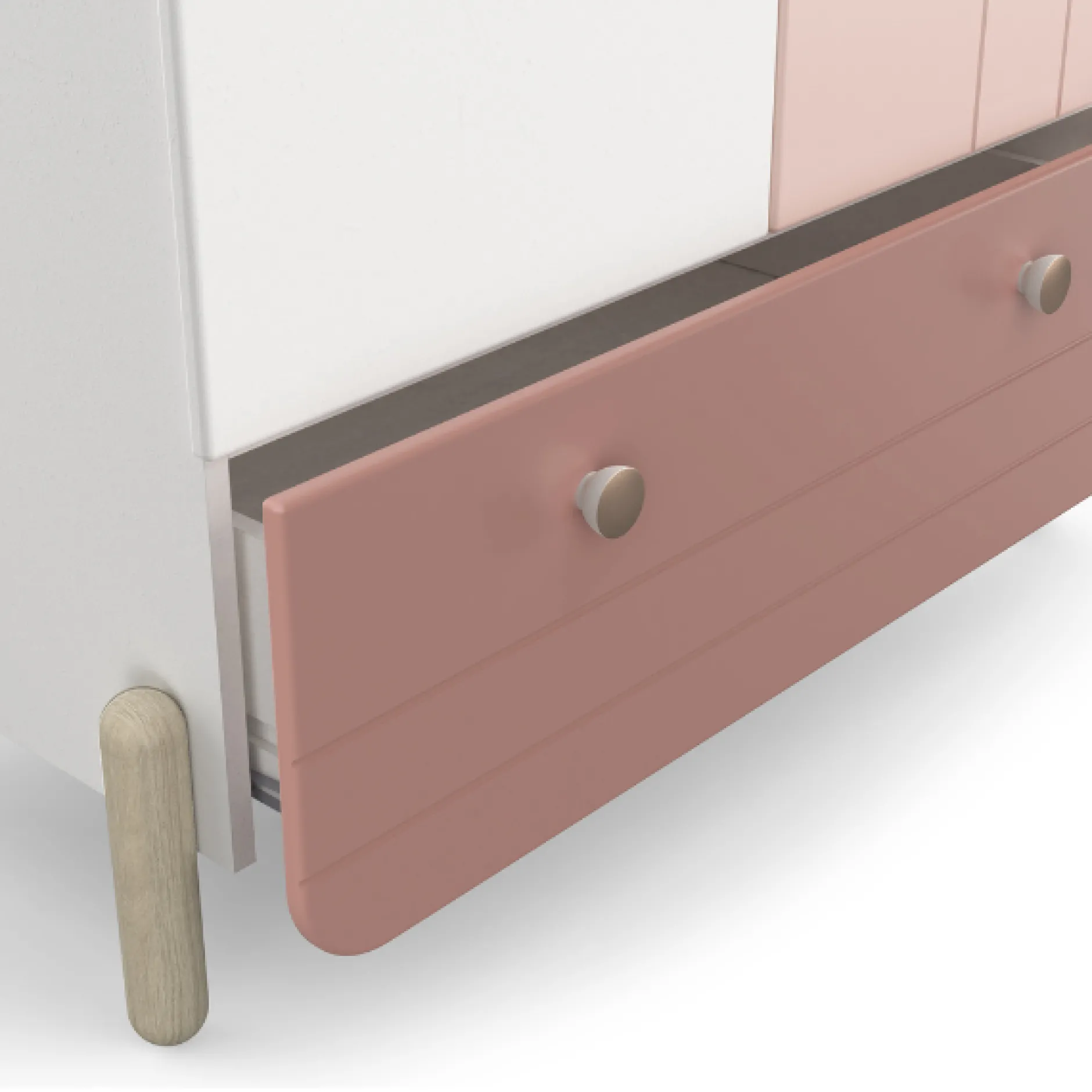 Kinderzimmer Janne: Bett 90x190cm, Nachttisch, Kleiderschrank, Schreibtisch - rosa/weiss