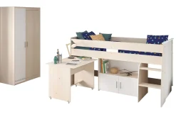 Kinderzimmerkombination Charly 90x200 | Halbhohes Bett und Kleiderschrank