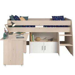 Kinderzimmerkombination Charly 90x200 | Halbhohes Bett und Kleiderschrank
