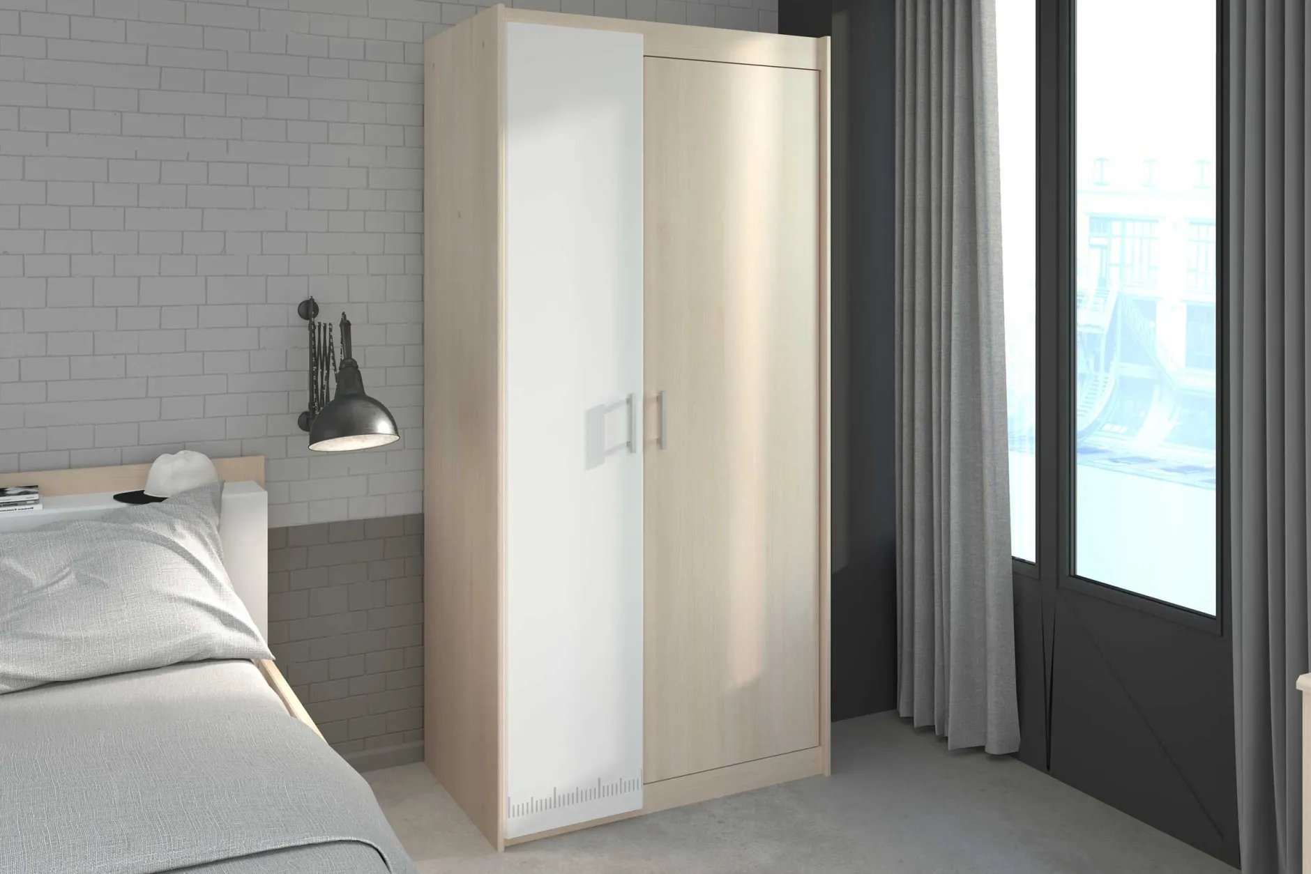 Kinderzimmerkombination Charly 90x200 | Halbhohes Bett und Kleiderschrank