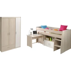 Kinderzimmerkombination Charly 90x200 | Halbhohes Bett und Kleiderschrank