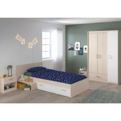 Kinderzimmerkombination Charly 90x200 | Kinderbett, Nachttisch, Kleiderschrank