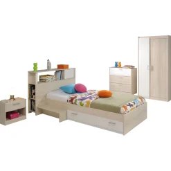 Kinderzimmerkombination Charly 90x190 | Kinderbett, Rückenteil, Kleiderschrank, Kommode, Schreibtisch