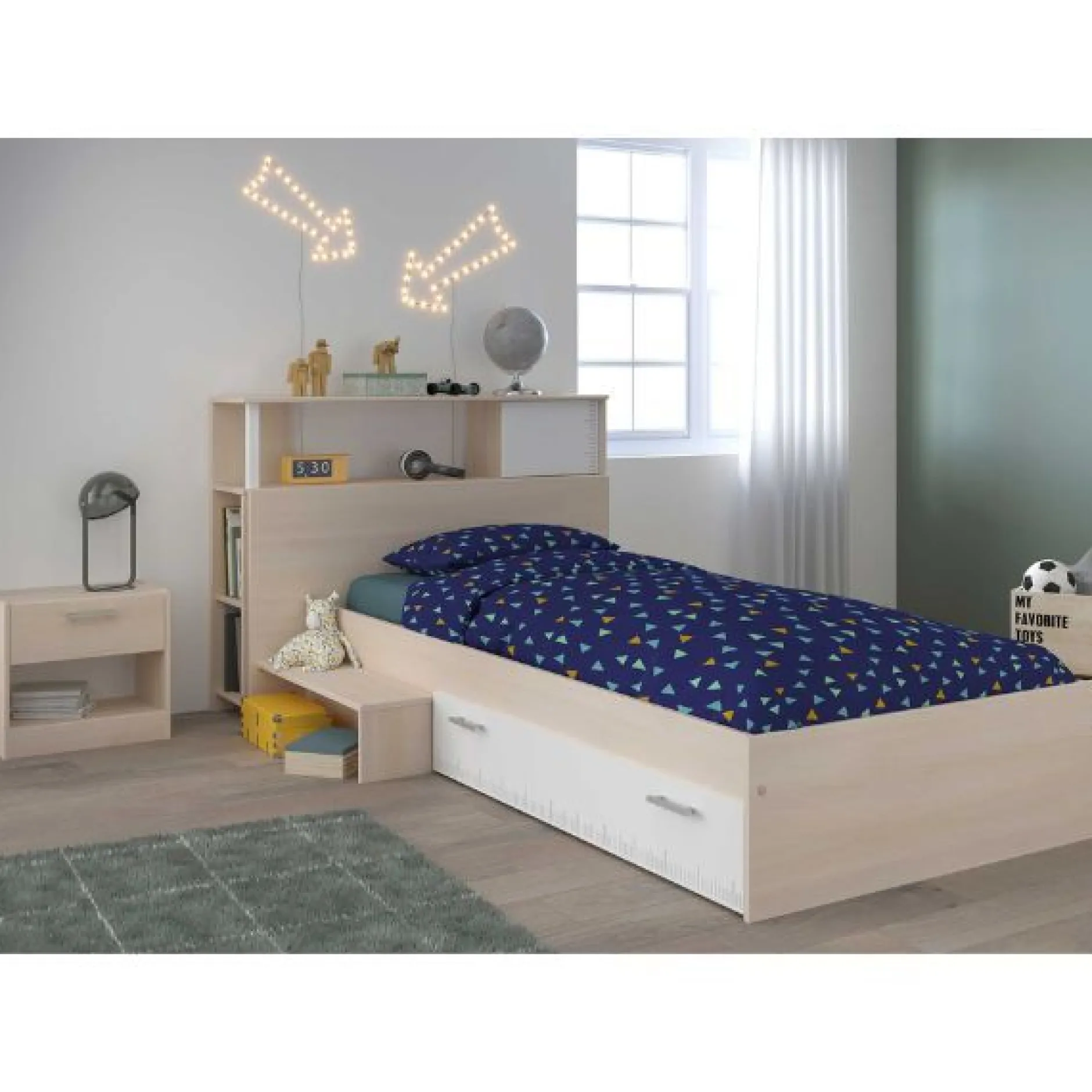 Kinderzimmerkombination Charly 90x200 | Kinderbett, Nachttisch, Rückwand