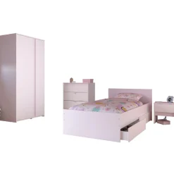 Kinderzimmer Rue | Einzelbett, Nachttisch-Set, Nachttisch, Kleiderschrank, Kommode