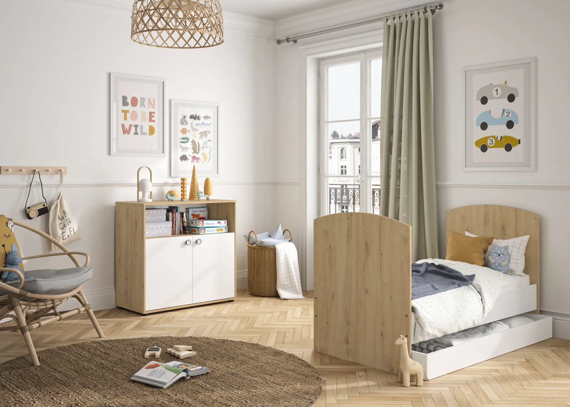 Kinderzimmer-Set Arthur | Verstellbares Bett und Kommode | Artisan Oak Design