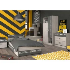 Kinderzimmer-Set Fabric | Kinderbett, Bettschubladen-Set, Nachttisch, Kleiderschrank, Kommode, Schreibtisch