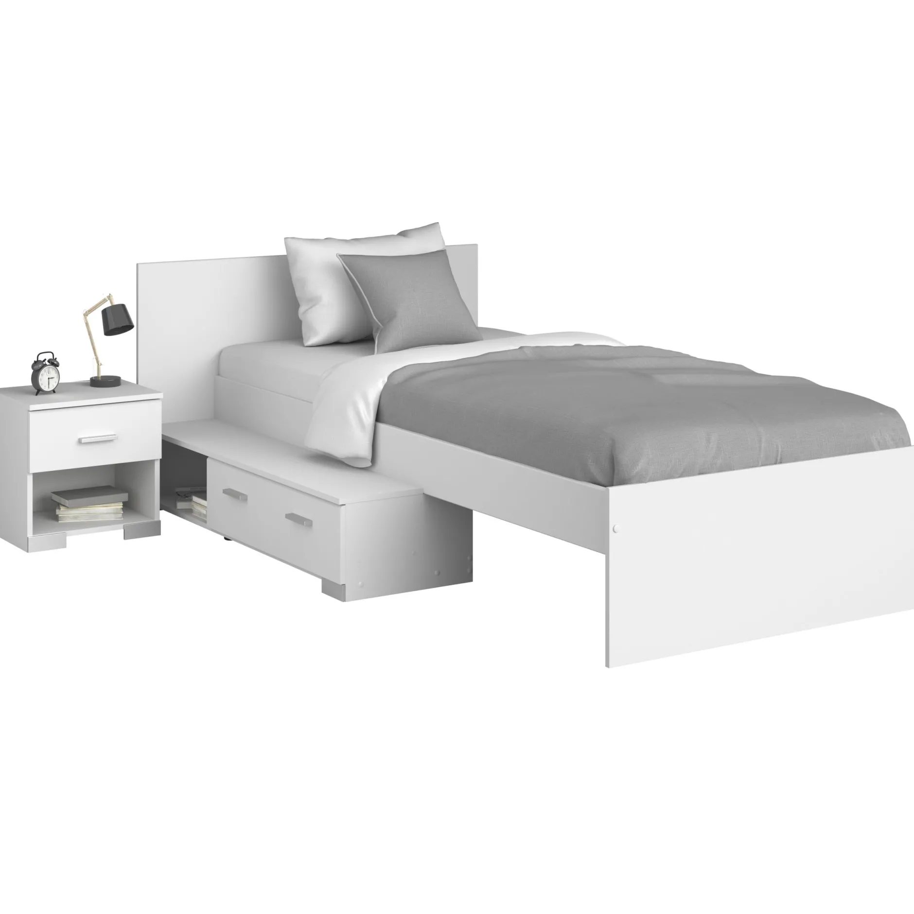 Kinderzimmer-Set Galaxy | Einzelbett, Nachttisch | Weiß