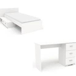Kinderzimmer-Set Galaxy | Einzelbett, Schreibtisch | Weiß