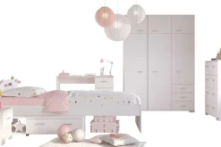 Kinderzimmer-Set Galaxy | Einzelbett, Kommode, Schreibtisch, Kleiderschrank, Nachttisch | Weiß