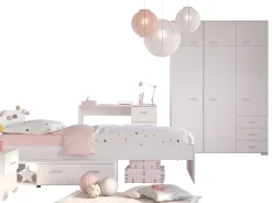 Kinderzimmer-Set Galaxy | Einzelbett, Schreibtisch, Kleiderschrank, Nachttisch | Weiß