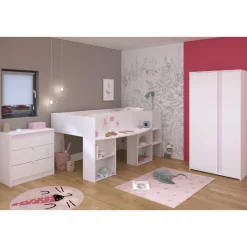 Kinderzimmer-Set Rue | Halbhochbett, Kleiderschrank, Kommode