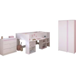 Kinderzimmer-Set Rue | Halbhochbett, Kleiderschrank, Kommode