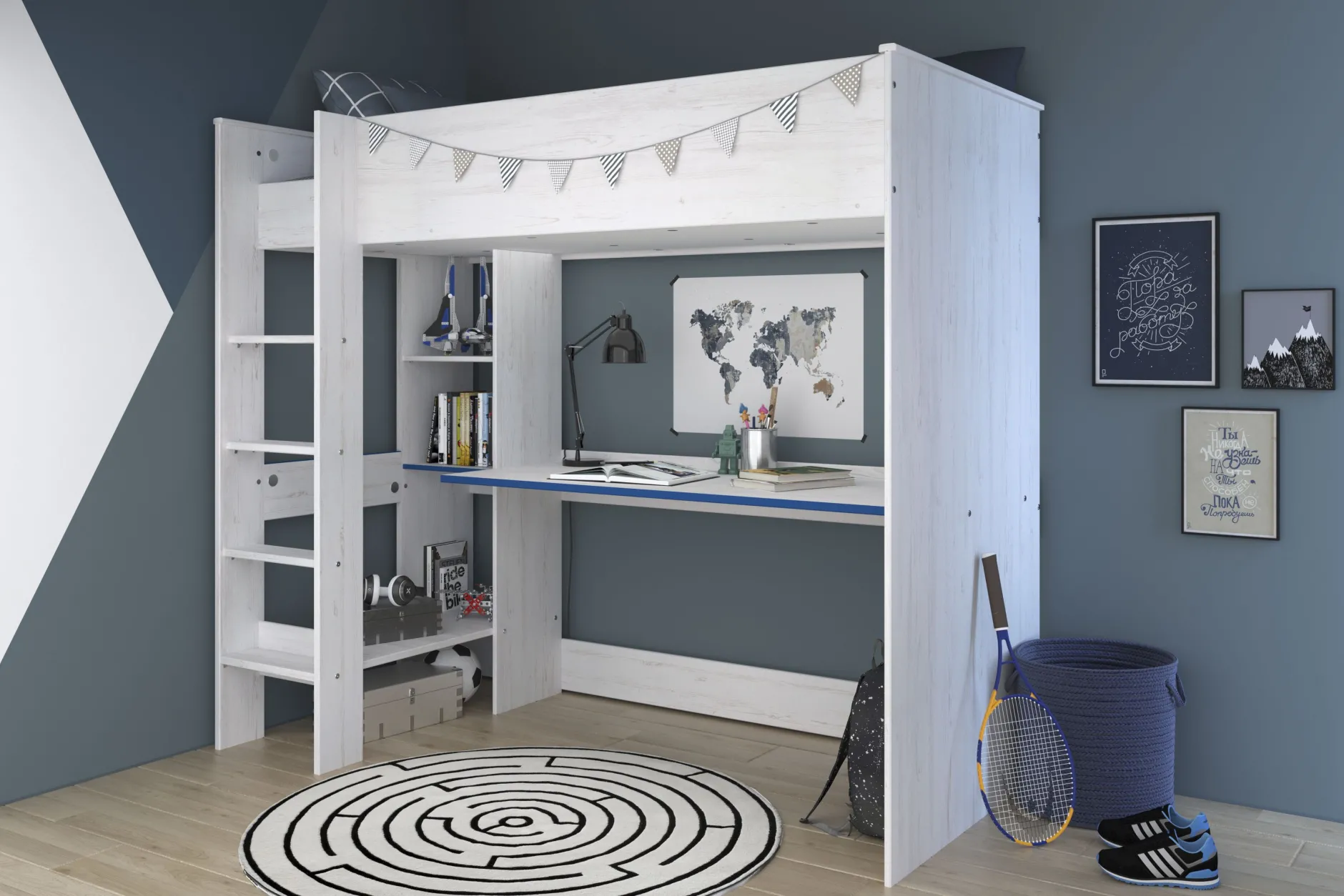 Kinderzimmer-Set Smoozy | Hochbett und Kommode | Weiß