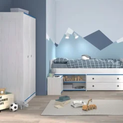 Kinderzimmer-Set Smoozy | Kinderbett, Kleiderschrank und Nachttisch | Weiß