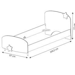 Kinderzimmer Stellar: Bett 90x200cm, Nachttisch, Kommode, Kleiderschrank, Schreibtisch