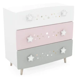 Kinderzimmer Stellar: Bett 90x190cm, Nachttisch, Kommode, Kleiderschrank