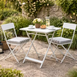 Klappbarer Gartentisch Grasse Gescova - Aluminium - 70x70x75 cm - Weiß