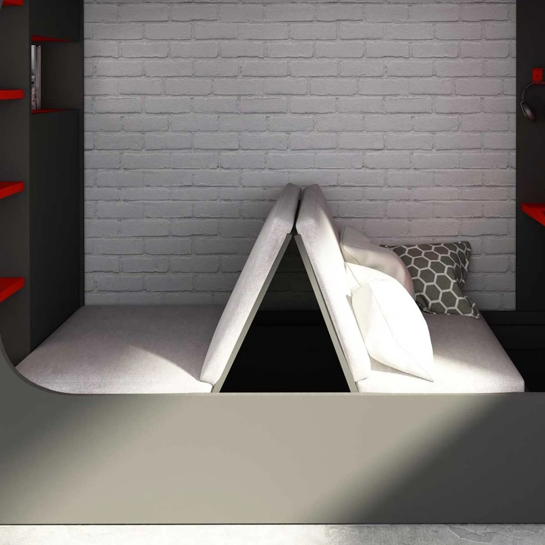Klappbarer Lattenrost mit Sitzkissen für Hochbett Graham 90x200cm