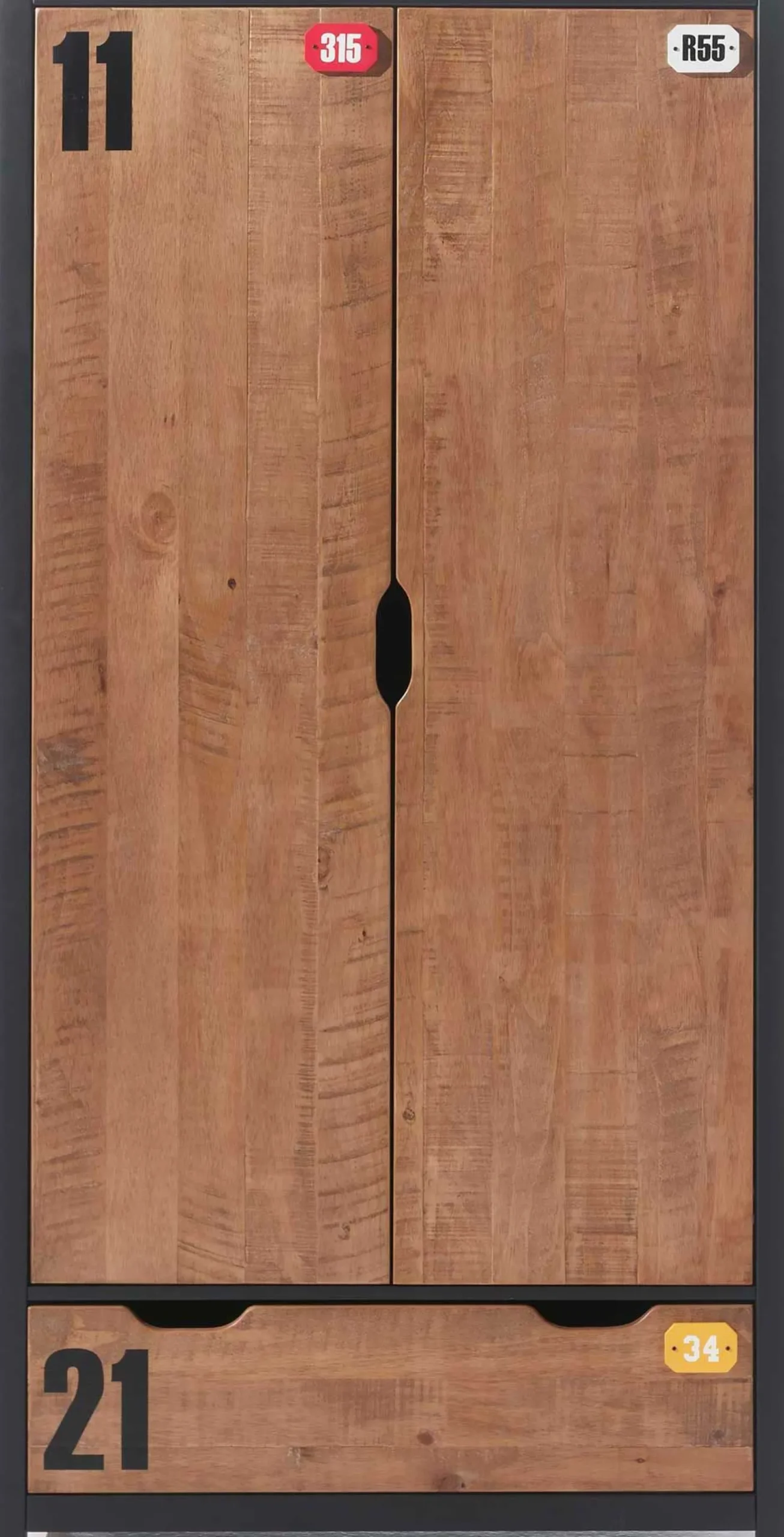 Kleiderschrank Alex 2-türig - Kiefer/Schwarz