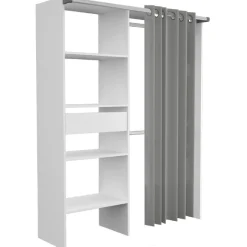 Kleiderschrank Barit 143cm - weiß/grau