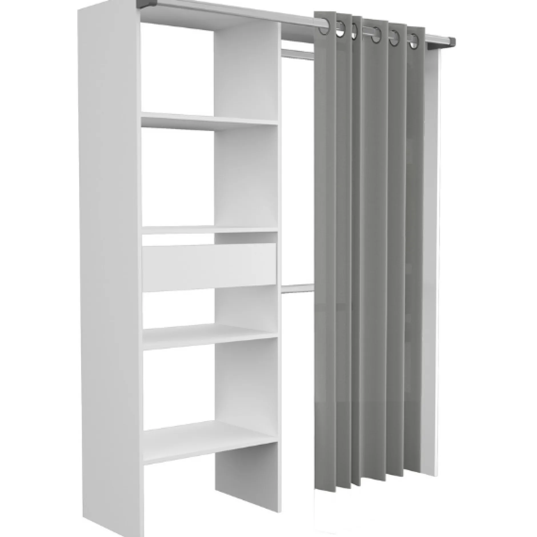 Kleiderschrank Barit 143cm - weiß/grau