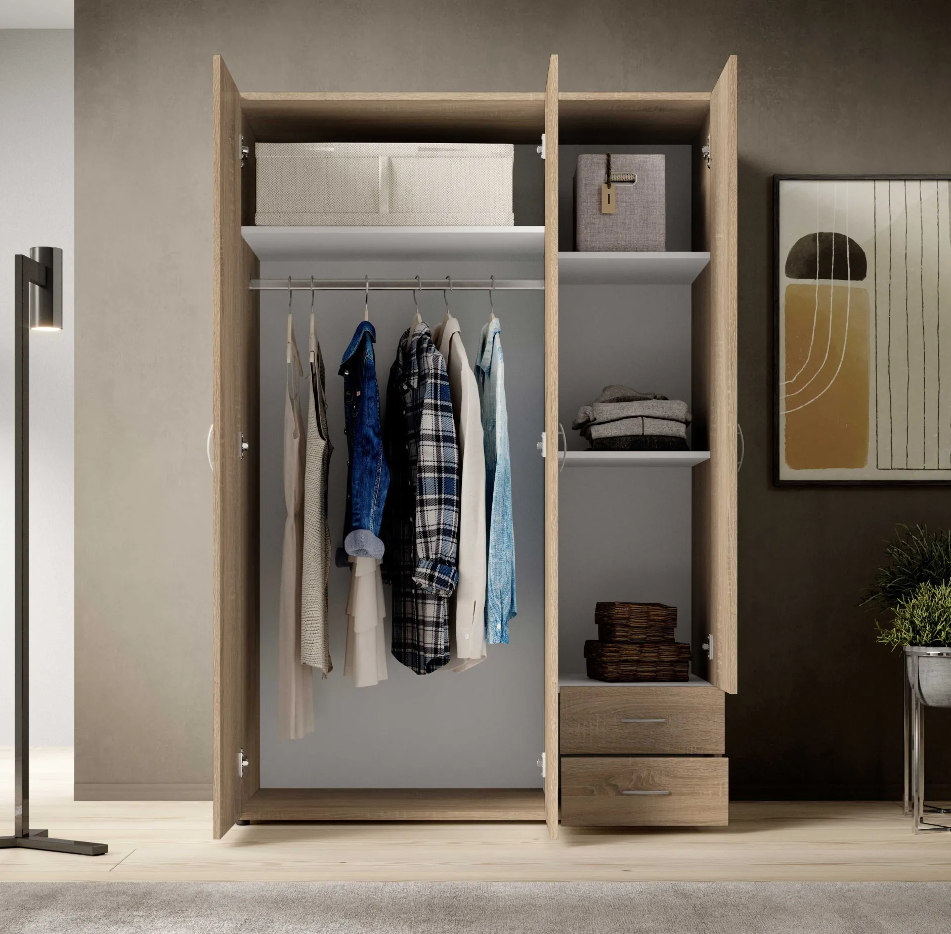 Kleiderschrank Base | 120 x 52 x 177 cm | Oak Design