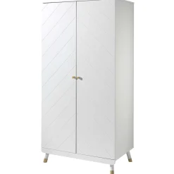 Kleiderschrank Billy 2 Türen MDF - weiß/gold