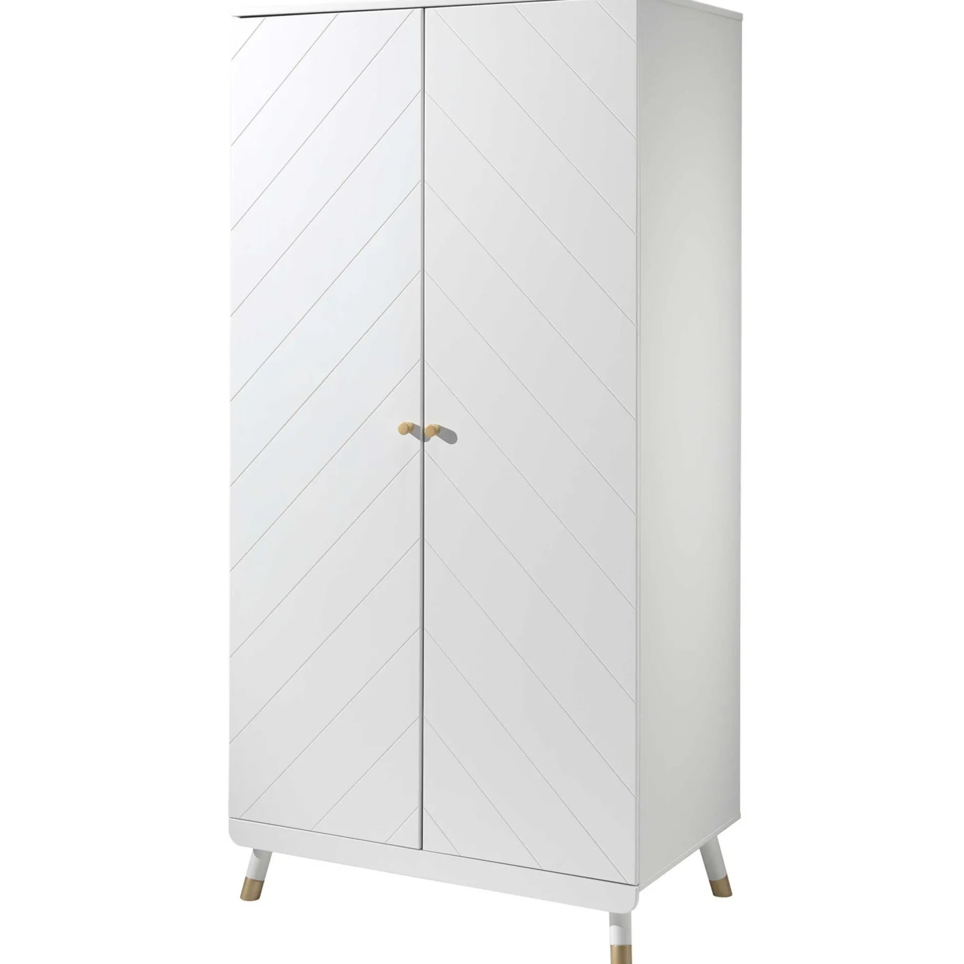 Kleiderschrank Billy 2 Türen MDF - weiß/gold