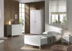 Kleiderschrank Billy 2 Türen MDF - weiß/gold