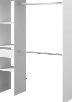 Kleiderschrank Botan 140cm, 1 Schublade und 3 Einlegeböden und 1 Kleiderstange - weiß