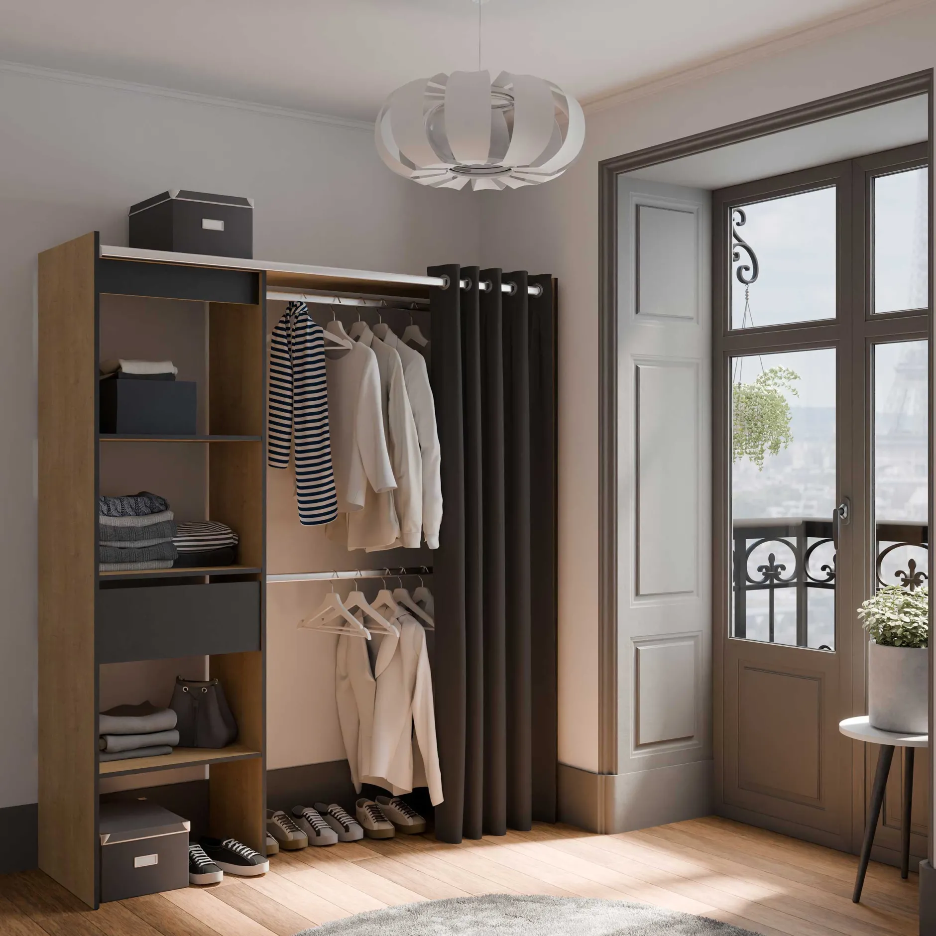Kleiderschrank Chicago - 50x114x192 cm - Braun/Eiche