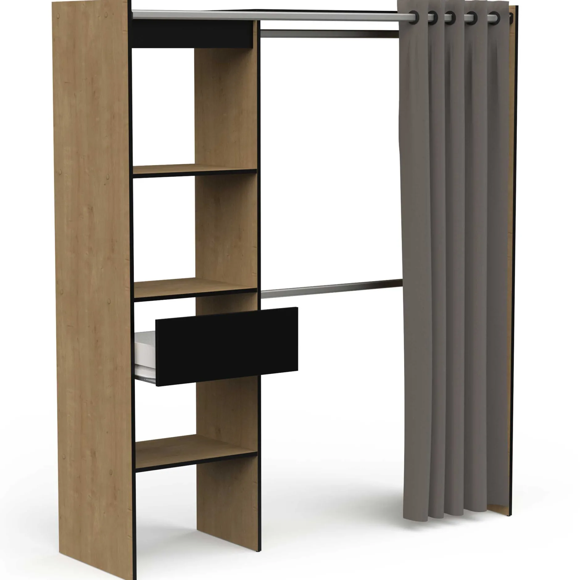 Kleiderschrank Chicago - 50x114x192 cm - Braun/Eiche