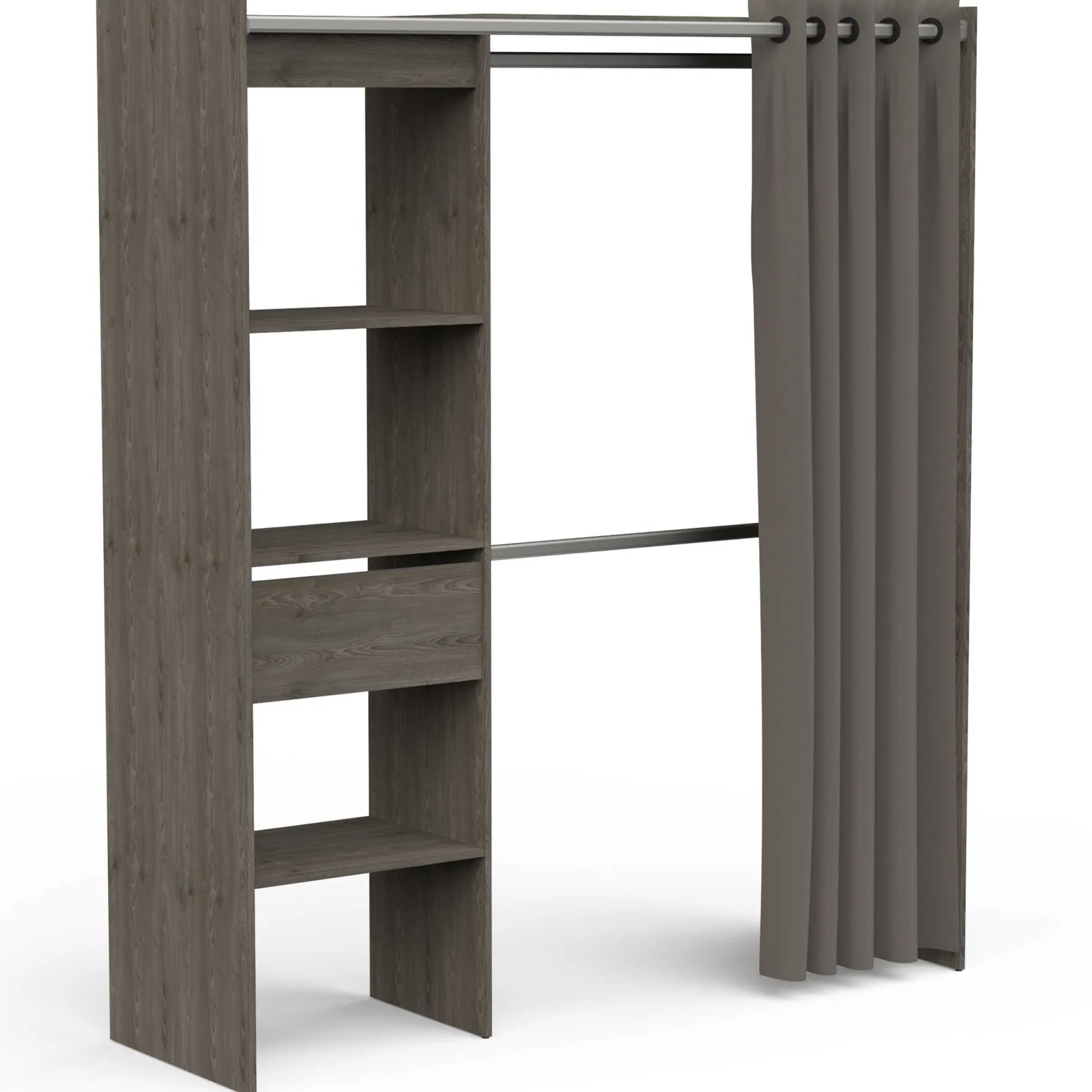 Kleiderschrank Chicago - 50x114x192 cm - Schwarz/Eiche