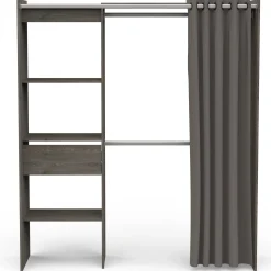 Kleiderschrank Chicago - 50x114x192 cm - Schwarz/Eiche